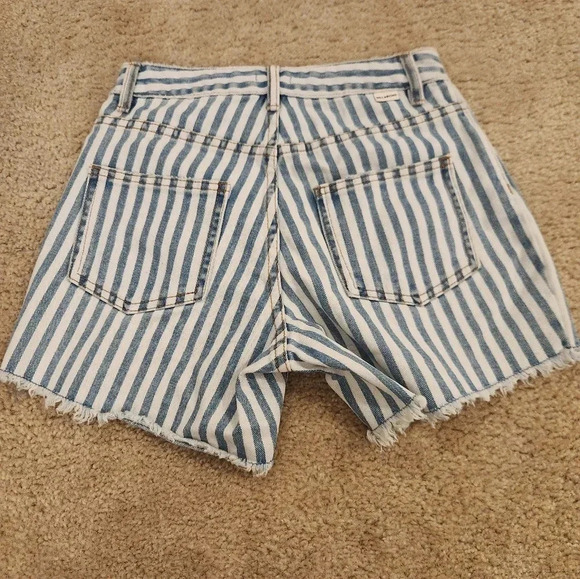 Billabong Striped Blue White Jean Shorts Size 25 Cut Off Womens #R418 - Picture 4 of 4